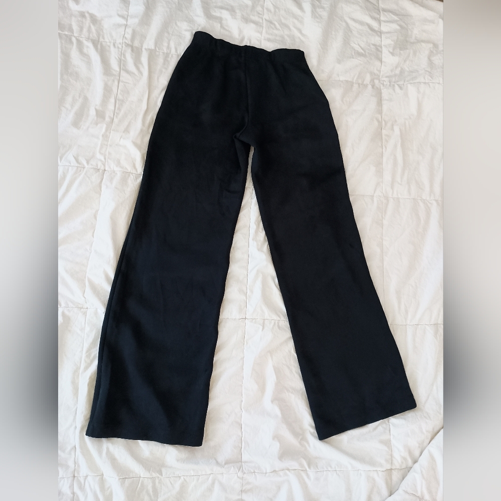 Black Wide-Leg Thick, Stretchy And Soft Pants